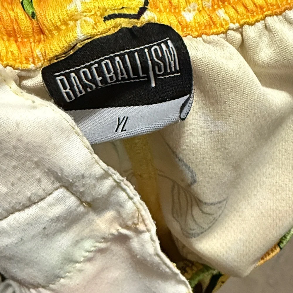 Kids' Yellow Candy-Print Athletic Shorts with Green Accents - Picture 2 of 2